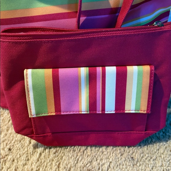 NWOT Beach bag Colorful Striped Tote and Pouch Set - Picture 2 of 4